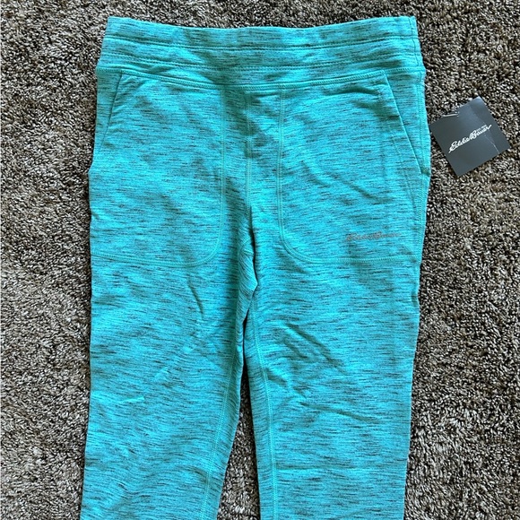 NWT Eddie Bauer Jogger Leggings Size YL Aqua Drawstring Waist - Picture 2 of 3